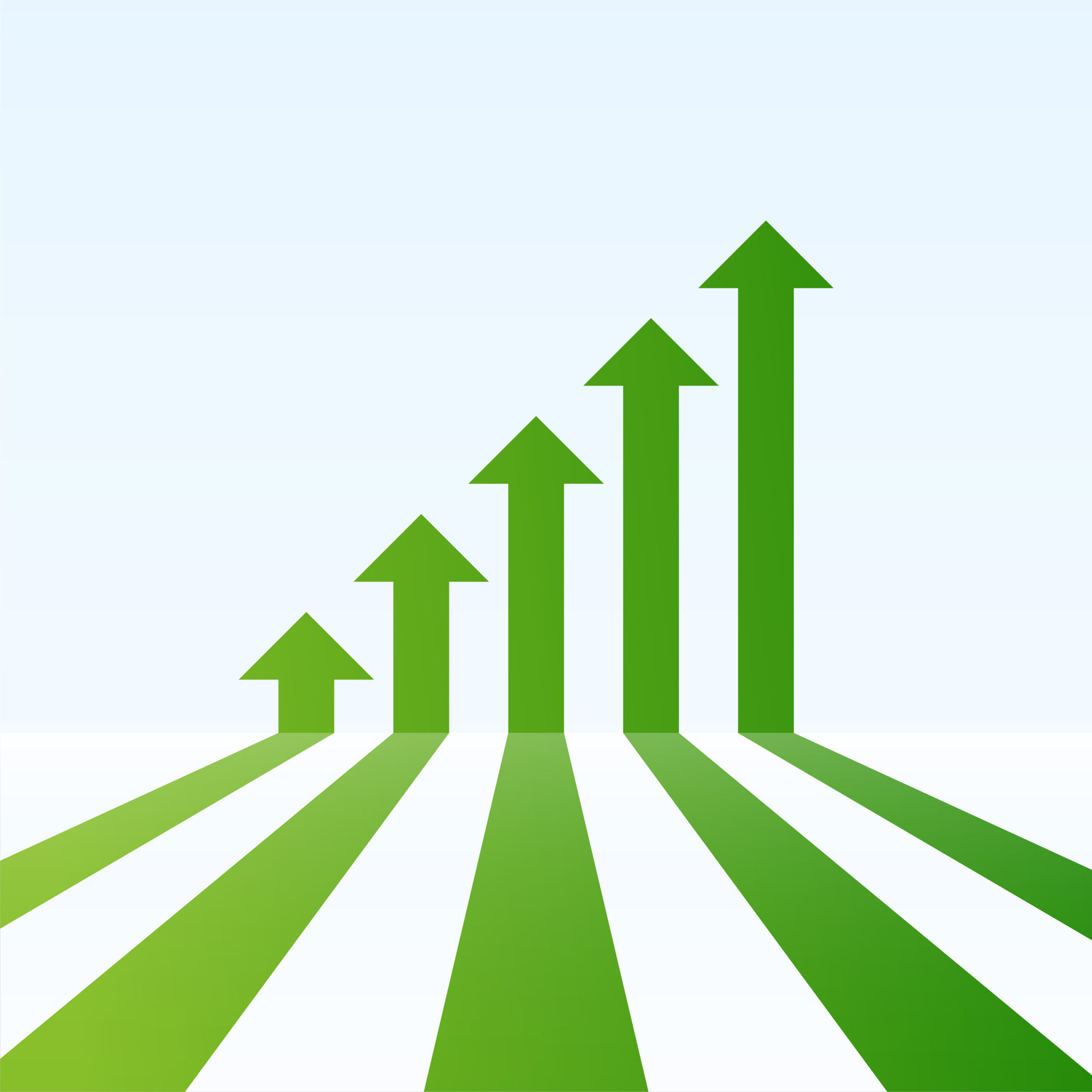 About corporate green business arrow showing upward trend
